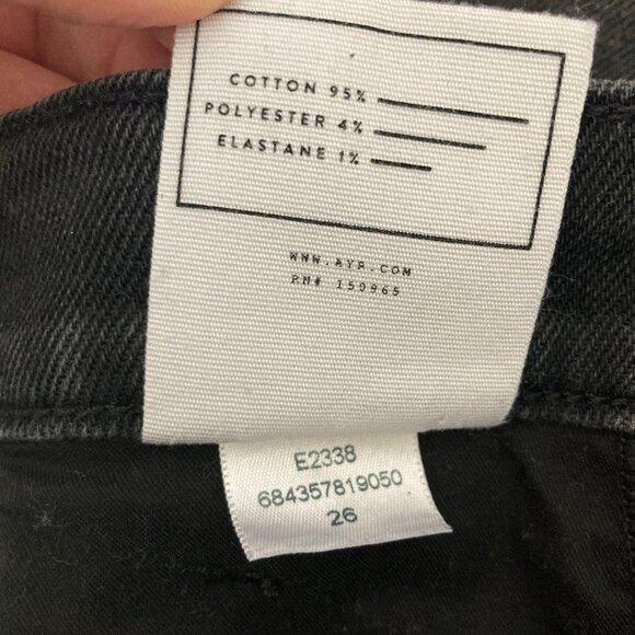 AYR Jeans Womens 26 Black The Beat Barrel Leg Ankle Crop Uni Denim Trouser Cut - Picture 12 of 12